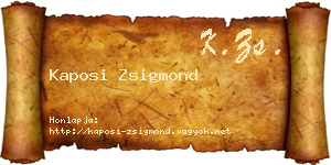 Kaposi Zsigmond névjegykártya